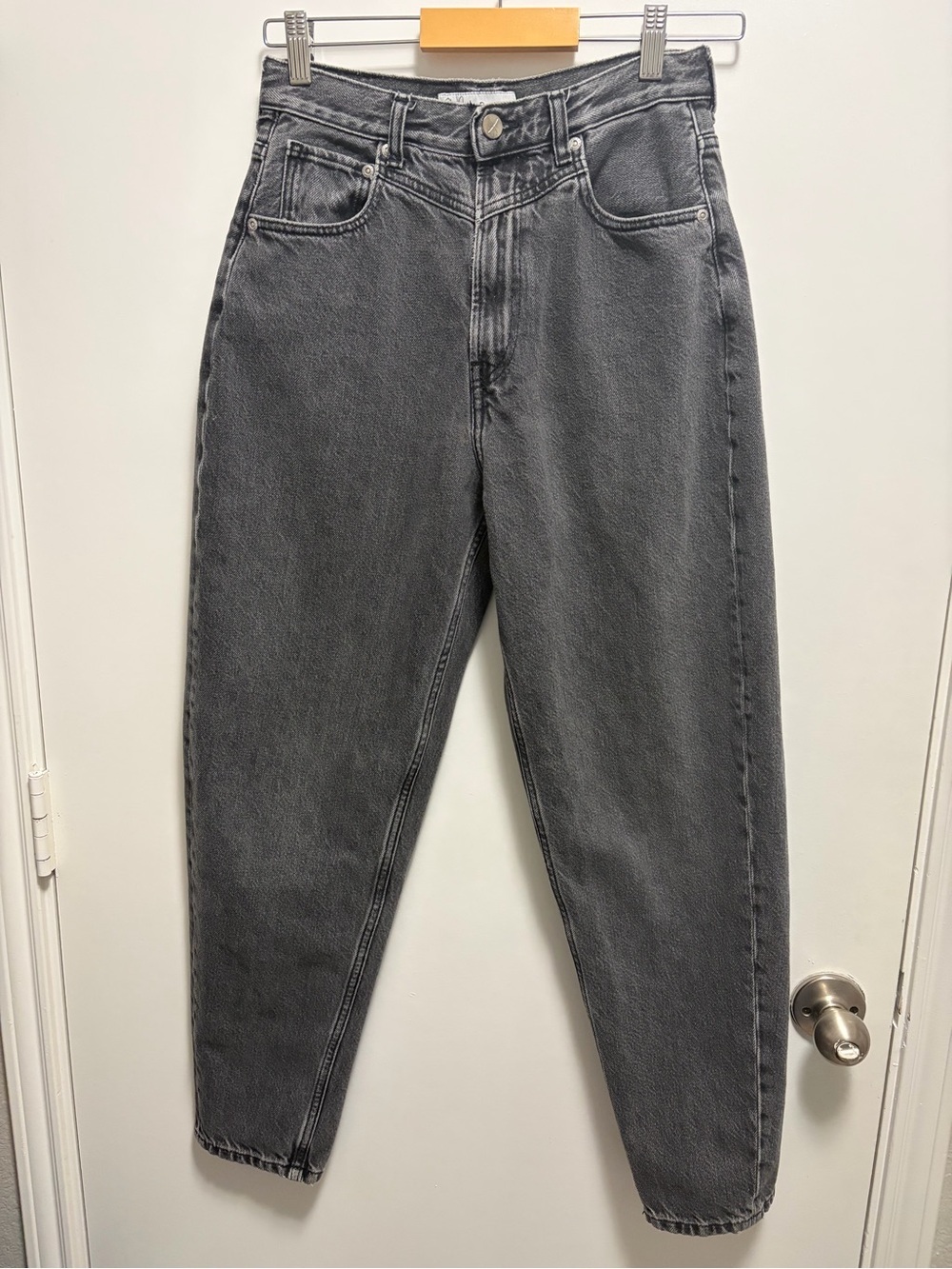 Pepe Jeans x Dua Lipa "Rachel" Relaxed Tapered Jeans in Washed Black Size 27